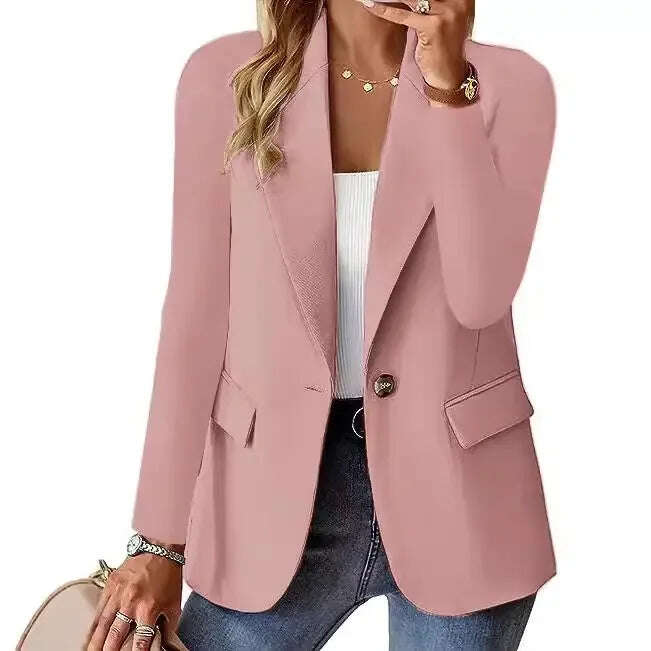Fashion Casual Women Blazer Long-sleeved Solid Color Casual Cardigan Small Suit Jacket For Women Elegant Office Lady Outerwear Meifu Market