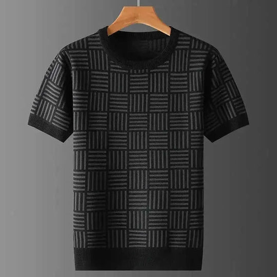Autumn And Winter Round Neck Plus Size Knitwear Sweater Men L - side view showing construction