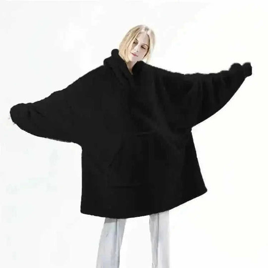 double-sided fleece hoodie | oversized pocket sweatshirt | wearable blanket hoodie | energy saving