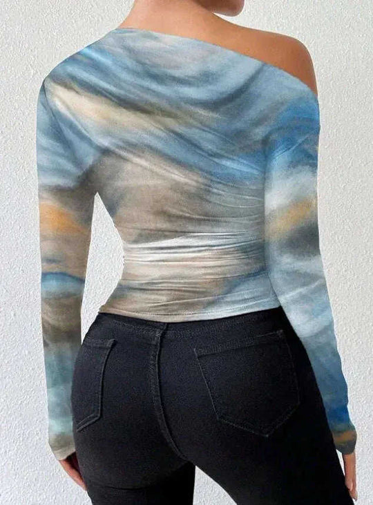 Print Long Sleeve T-Shirt Graphic Tees Women Tops Meifu Market