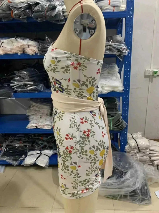 Floral Skinny Sheath Fashion Lace-up Tube Top Hot Jumpsuit Skirt S - color variant display
