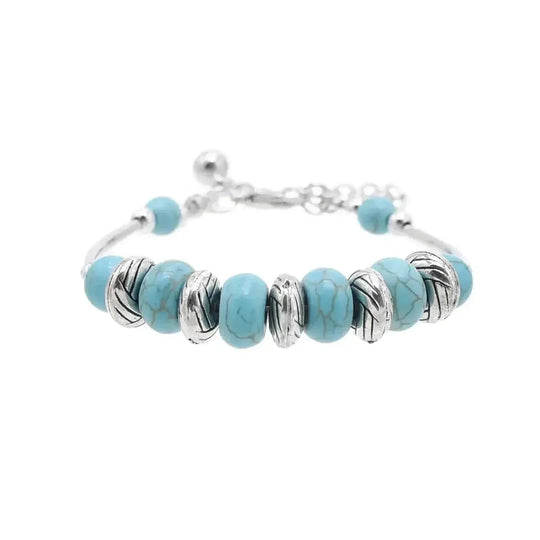 elastic turquoise bracelet | adjustable boho bangle | vintage tribal jewelry | energy saving