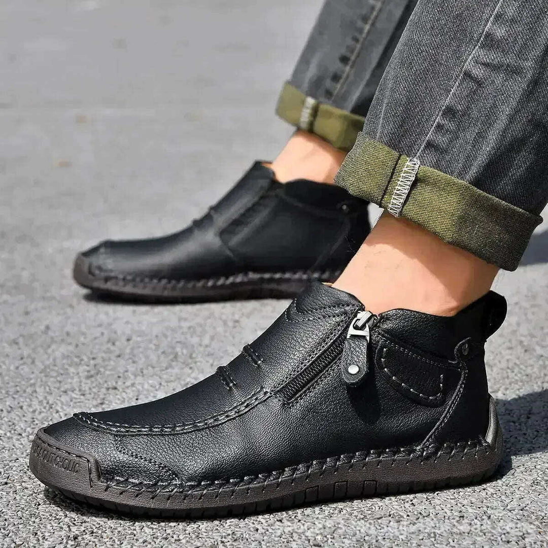 Men's Flats Ankle Boots Fashion Casual Side-zipper Boot Temperament Commuter Shoes Meifu Market