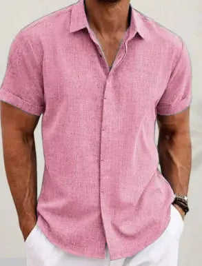 Men's Linen Short Sleeved T-shirt Loose Fitting 3XL - color variant display