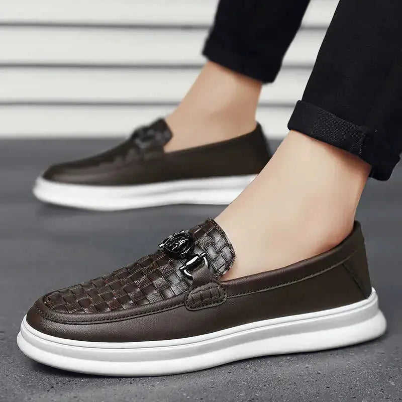Fashion Retro Men's British Style Low-top Slip-on Small Leather Shoes Meifu Market