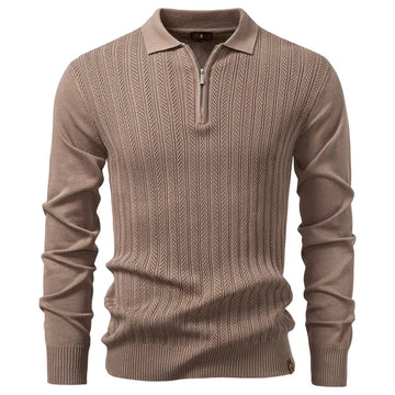 half-zip sweater for men | merino wool blend sweater | slim fit business casual | energy saving