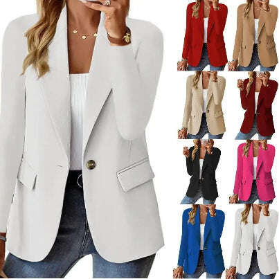 Ins Lapel Button Jacket Fashion Commuter Casual Suit Jacket Women's Long-sleeved Tops Outwear Clothing Meifu Market