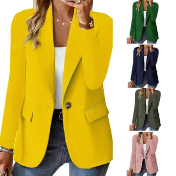 Fashion Casual Women Blazer Long-sleeved Solid Color Casual Cardigan Small Suit Jacket For Women Elegant Office Lady Outerwear Meifu Market
