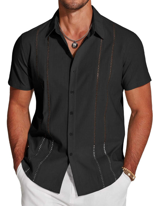 Men's Hawaiian Print Short Sleeve Lapel Shirt - Meifu Market
