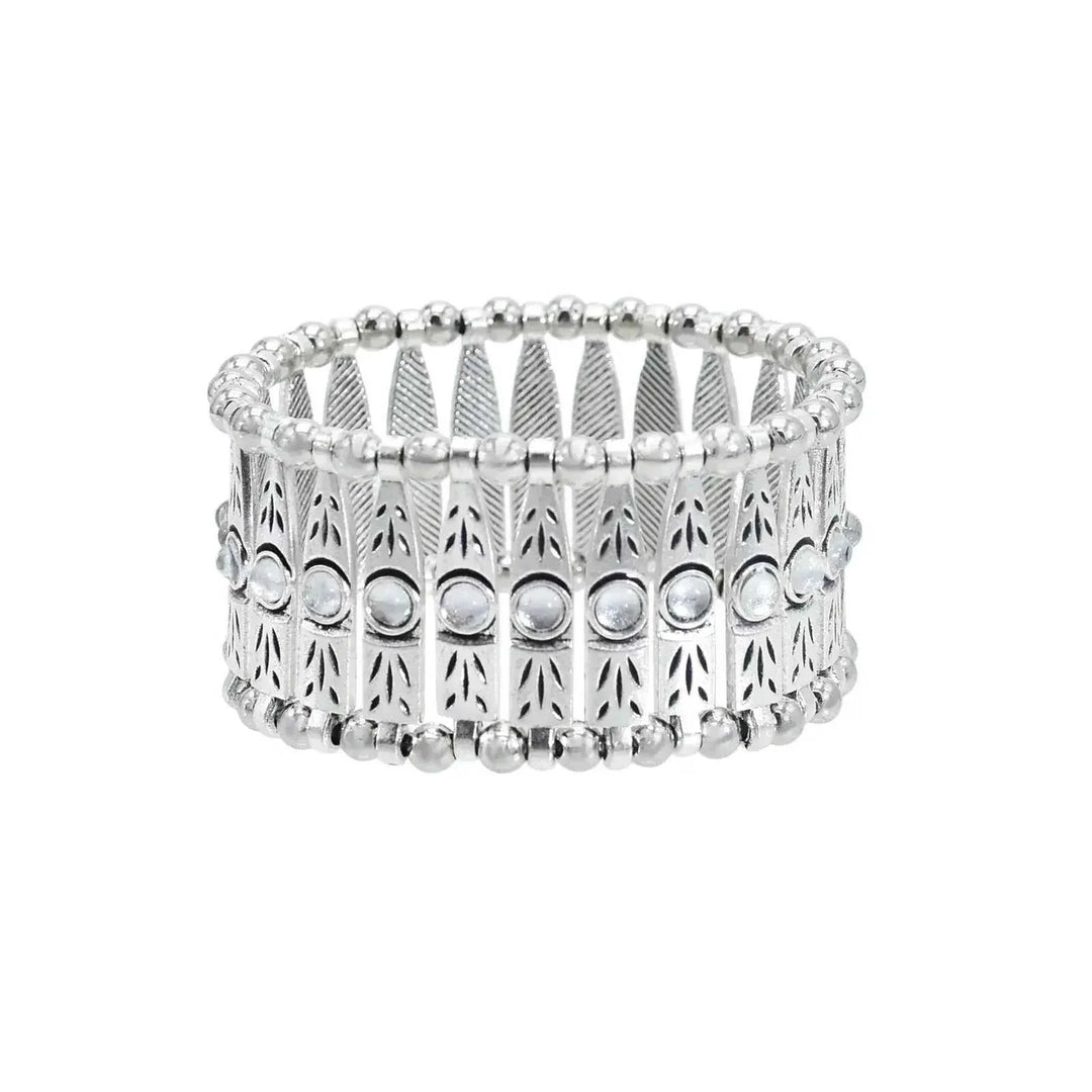 elastic turquoise bracelet | adjustable boho bangle | vintage tribal jewelry | ultrasonic cleaning