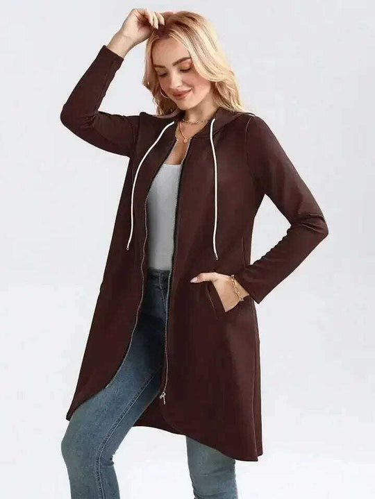 Personality Street Zip Hooded Long Velvet Lining Sweatshirt Meifu Market