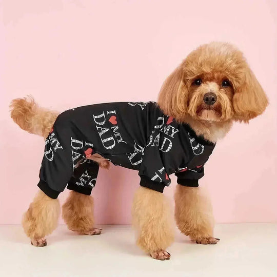 I Love My Mom" Print Pet Shirt for Dogs & Cats - Lightweight Summer Apparel, White with Black Lettering & Red Hearts, Soft...