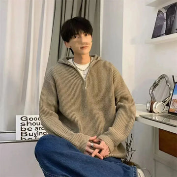 half-zip hoodie for men | premium cotton blend fabric | lightweight fleece lining | energy saving