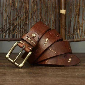 premium cow leather belt | vintage washed-out jeans belt | first layer leather construction | energy saving