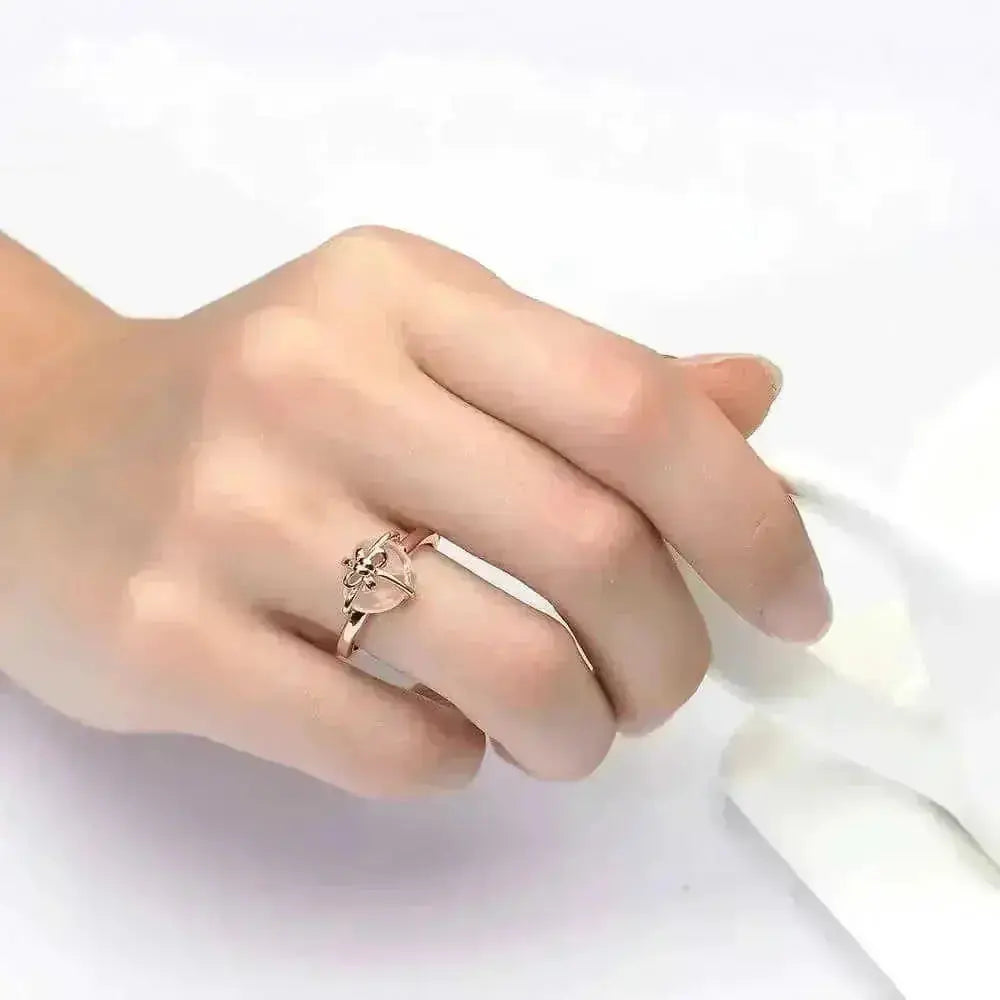 925 Sterling Silver Citrine Ring - Natural Lemon Crystal Love Bow with 14K Gold Plating - lifestyle (color: gold, silver...