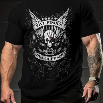 vintage skull print t-shirt | cotton blend short sleeve tee | distressed graphic t-shirt | energy saving