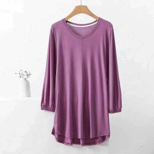 modal fabric pajamas | plus size loose fit sleepwear | long sleeve nightwear for women | ultrasonic cleaning