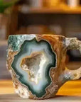 400ml Resin Crystal Coffee Mug - Elegant Mineral Design with Handle - view 22 (pattern: check)