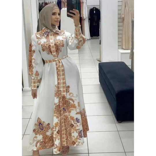 long-sleeve maxi dress | abaya style dress | cotton blend fabric | energy saving