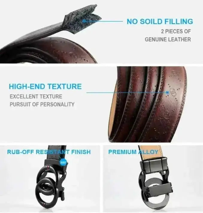 automatic alloy buckle | genuine cowhide leather belt | adjustable mens belt | energy saving