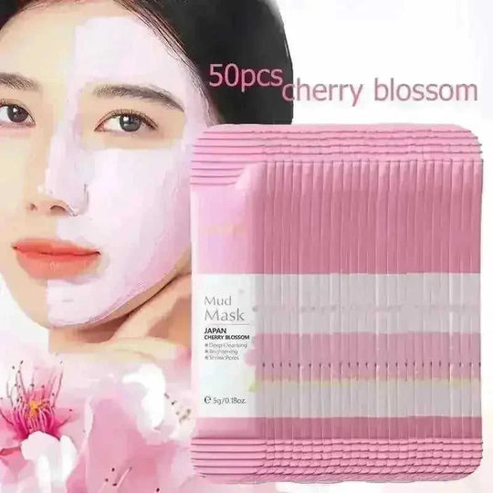 50pcs Japan Sakura Clay Mask for Face Deeply Cleansing Moisturizing Oil-Control Anti-Aging Wrinkle Pink Mud Mask Facial...