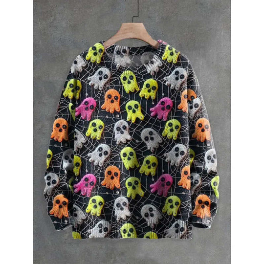Mens 3D Crew Neck Sweatshirt With Bold Needle Digital Print S - reverse side showing construction