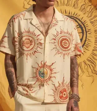 Printed Casual Fashion Mens Short-Sleeve Shirt M - front view 0