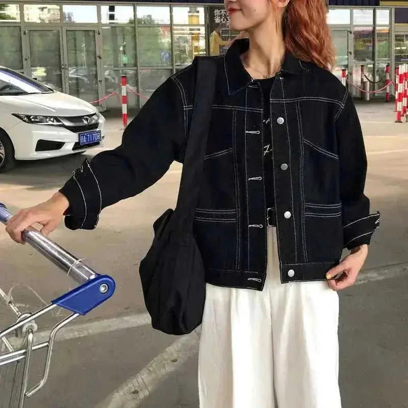 distressed denim jacket | lightweight denim jacket | oversized fit jacket | energy saving