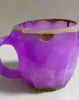 400ml Resin Crystal Coffee Mug - Elegant Mineral Design with Handle - view 41 (pattern: check)