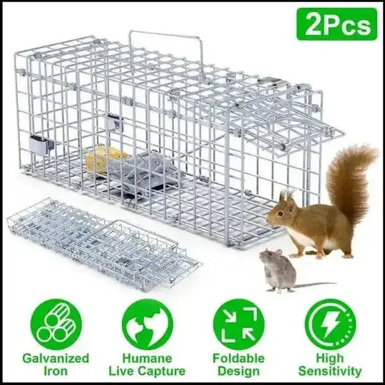 2Pcs Foldable Rat Trap Cage Humane Live Rodent Trap Cage Galvanized Meifu Market