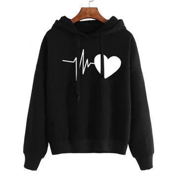 heart-print streetwear hoodie | oversized fit sweatshirt | long sleeve pullover hoodie | energy saving