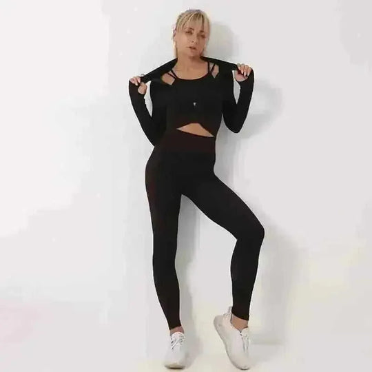 3PCS Yoga Set Seamless Sport Set Women Gym Clothing Leggings Women Crop Top Sports Bra Women Fitness Gym Set Womens Outfit...