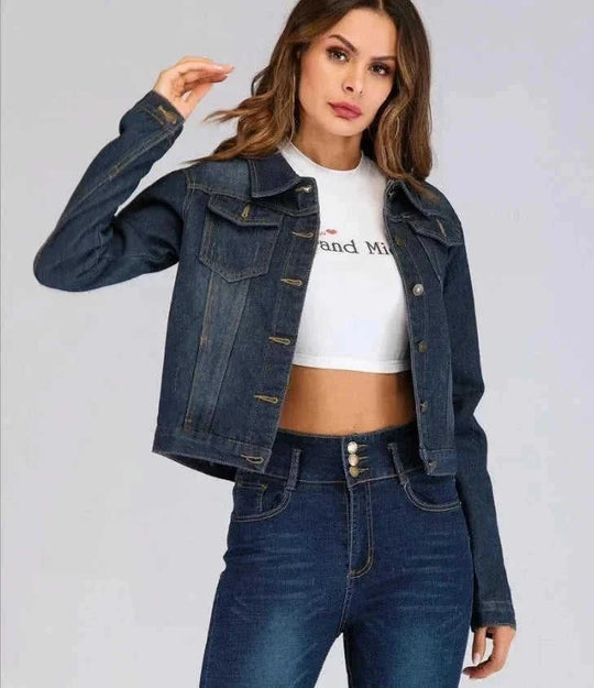 lightweight denim jacket | stretch denim fabric | cropped jean jacket | ultrasonic cleaning