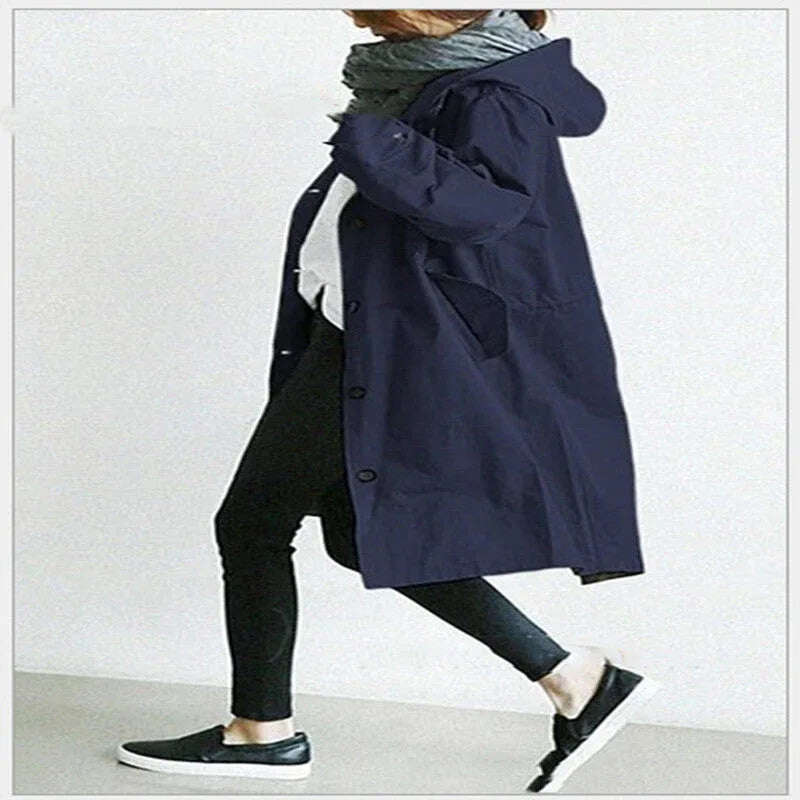 Women Windbreaker Jacket Casual Loose Button Pockets Hooded Quick Dry Windproof Waterproof Clothes For Outdoor Hiking Camping Meifu Market