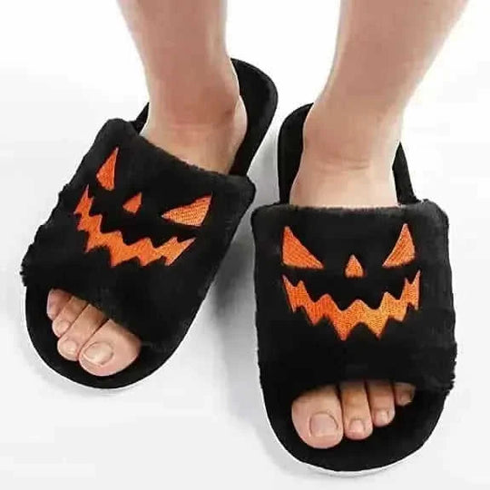 faux fur slippers for women | plush indoor house shoes | halloween costume slippers | energy saving