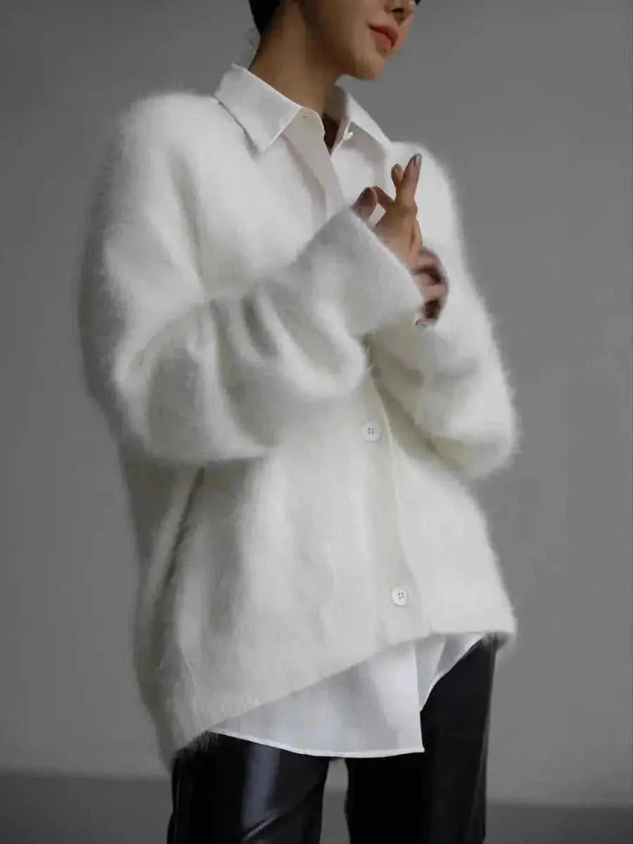 cashmere blend cardigan | oversized fit sweater | longline knitwear | energy saving