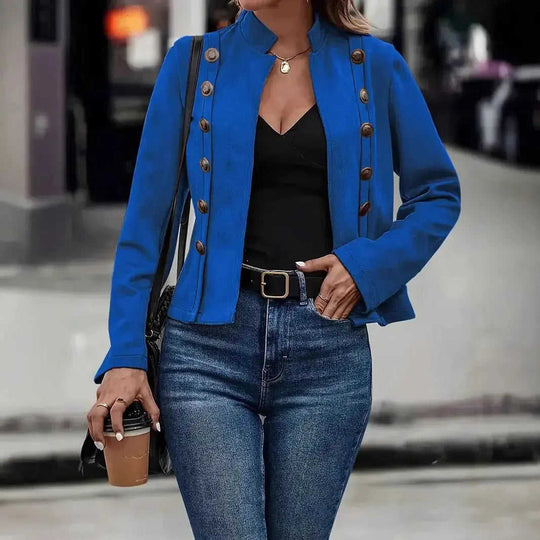 Double-row Metal Buckle Deerskin Velvet Retro Long-sleeved Coat Meifu Market