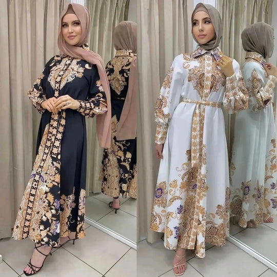 long-sleeve maxi dress | abaya style dress | cotton blend fabric | ultrasonic cleaning