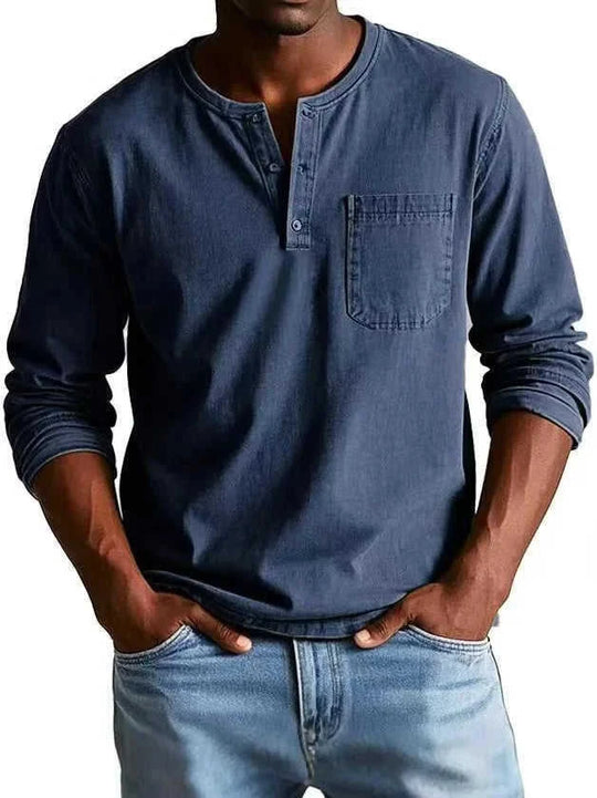 stretch-cotton fabric | long-sleeve pullover top | slim-fit casual shirt | ultrasonic cleaning