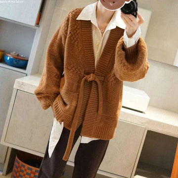 soft cashmere cardigan | womens cable knit sweater | lantern sleeve jacket | ultrasonic cleaning