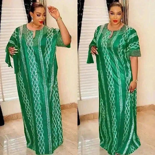 satin maxi dress set | rhinestone embellished robe | loose fit lounge dress | energy saving