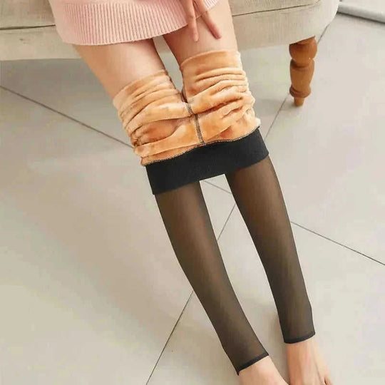 fleece lined tights for women | thermal winter leggings plus size | opaque fleece lined pantyhose | energy saving