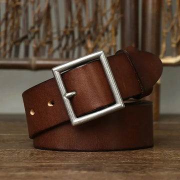 handmade full-grain leather belt | premium cattlehide leather belt | heavy-duty brass buckle belt | energy saving