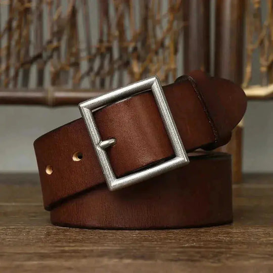 handmade full-grain leather belt | premium cattlehide leather belt | heavy-duty brass buckle belt | energy saving