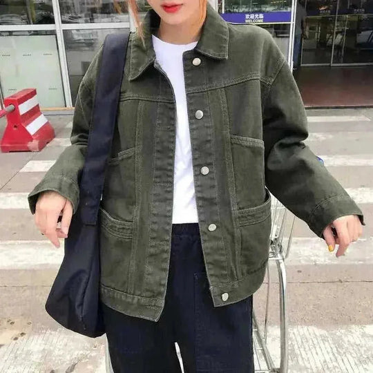 distressed denim jacket | lightweight denim jacket | oversized fit jacket | energy saving