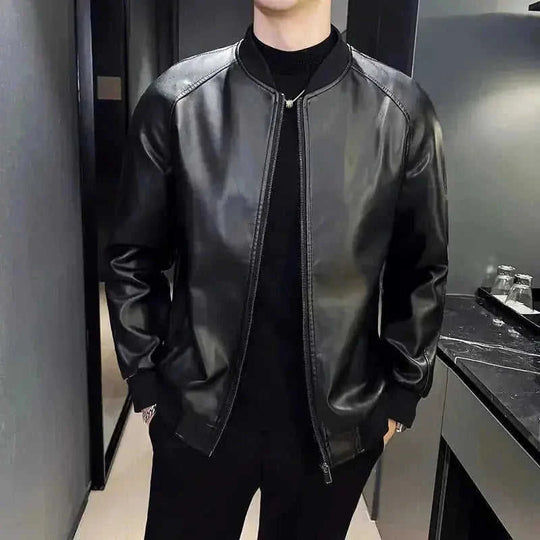 slim fit leather jacket | premium washed leather | lightweight mens jacket | energy saving