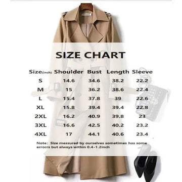Women's Classic Trench Coat, Solid Color Long Sleeve Belted Mid-Length Jacket With Button Detail For Spring And Fall Meifu Market