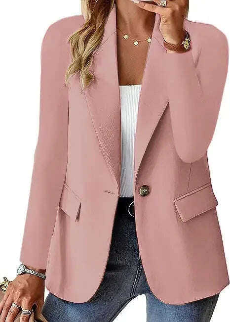Fashion Casual Women Blazer Long-sleeved Solid Color Casual Cardigan Small Suit Jacket For Women Elegant Office Lady Outerwear Meifu Market