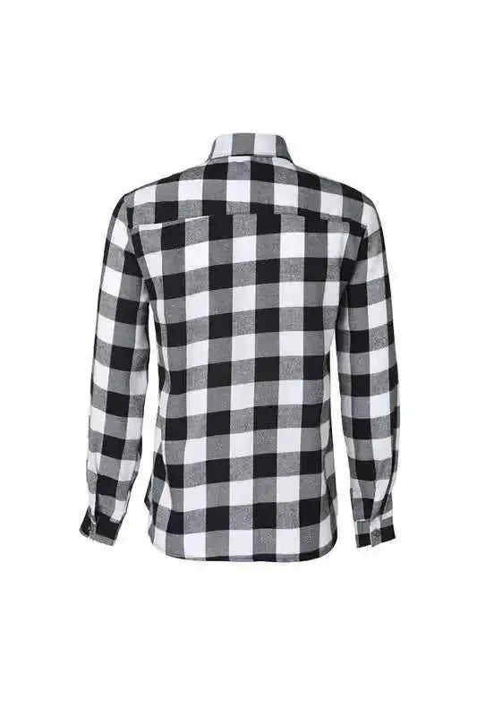 A Long-sleeved Pocket Checked Shirt With A Lapel For Young Men In Autumn And - main view (material: cotton | color:...