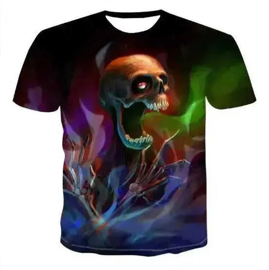 d printed skull t-shirt | premium cotton blend fabric | oversized graphic tee | ultrasonic cleaning